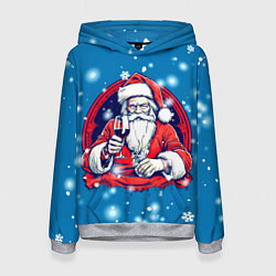 Толстовка-худи женская Новый год с бокалом вина, цвет: 3D-меланж