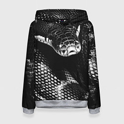 Толстовка-худи женская Черно-белая змея, цвет: 3D-меланж