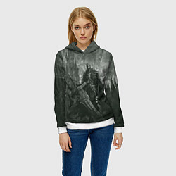 Толстовка-худи женская Рыцарь с большим мечом, цвет: 3D-белый — фото 2