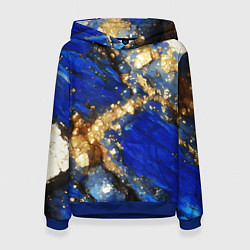 Толстовка-худи женская Золотой минерал в синем камне, цвет: 3D-синий
