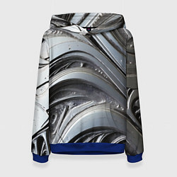 Толстовка-худи женская Полированный серебряный металл, цвет: 3D-синий