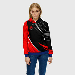 Толстовка-худи женская Mitsubishi - red and black, цвет: 3D-синий — фото 2