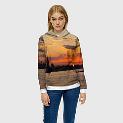 Толстовка-худи женская Петропавловская крепость ранним утром, цвет: 3D-белый — фото 2