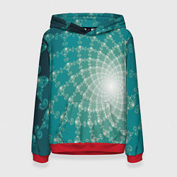 Толстовка-худи женская Фрактальная абстракция, цвет: 3D-красный