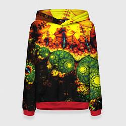 Толстовка-худи женская Абстракция осколки, цвет: 3D-красный