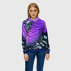 Толстовка-худи женская Камни и фиолетовая земля, цвет: 3D-синий — фото 2