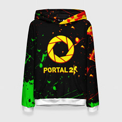 Толстовка-худи женская Portal кислотные краски, цвет: 3D-белый