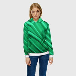 Толстовка-худи женская Зелёный пластик, цвет: 3D-белый — фото 2
