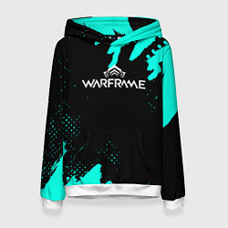 Толстовка-худи женская Warframe краски голубые, цвет: 3D-белый