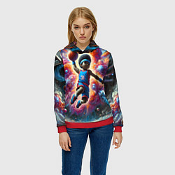 Толстовка-худи женская Бейсболист и космос, цвет: 3D-красный — фото 2