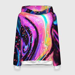 Толстовка-худи женская Жидкая энергия космоса - нейросеть, цвет: 3D-белый