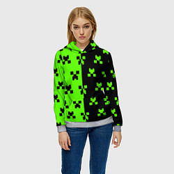 Толстовка-худи женская Майкрафт стиль текстура, цвет: 3D-меланж — фото 2