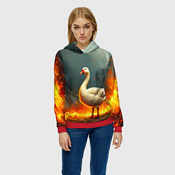 Толстовка-худи женская Гусь в огне, цвет: 3D-красный — фото 2