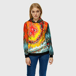 Толстовка-худи женская Оптические краски текстура, цвет: 3D-черный — фото 2