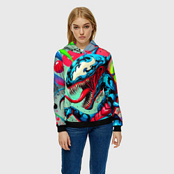 Толстовка-худи женская Свирепый Веном - граффити, цвет: 3D-черный — фото 2