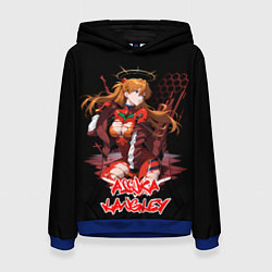 Толстовка-худи женская Аска Ленгли с копьем - Евангелион, цвет: 3D-синий