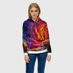 Толстовка-худи женская Кукушка в космосе, цвет: 3D-белый — фото 2