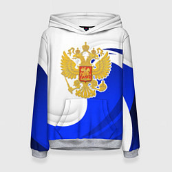 Женская толстовка Герб России - белый и синий