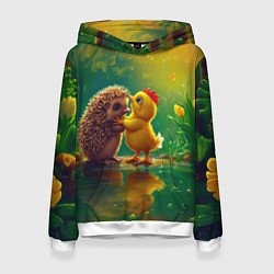 Толстовка-худи женская Цыпленок с ежиком, цвет: 3D-белый