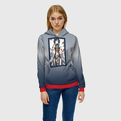 Толстовка-худи женская Персонаж Геншин импакт, цвет: 3D-красный — фото 2