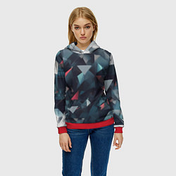 Толстовка-худи женская Абстрактный взрыв и осколки, цвет: 3D-красный — фото 2