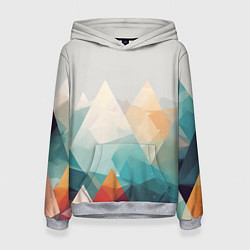 Толстовка-худи женская Разноцветный горный хребет, цвет: 3D-меланж