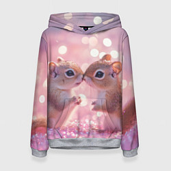Толстовка-худи женская Белочки целуются, цвет: 3D-меланж
