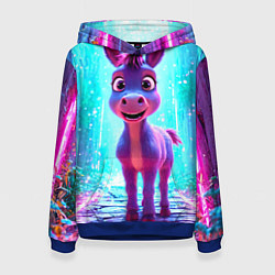 Женская толстовка Ослик в неоновых искрах