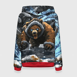 Толстовка-худи женская Злой русский медведь, цвет: 3D-красный