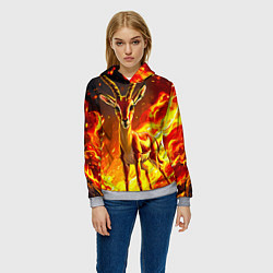 Толстовка-худи женская Газель в огне, цвет: 3D-меланж — фото 2