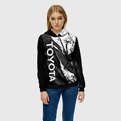 Толстовка-худи женская Toyota - белый разрыв, цвет: 3D-черный — фото 2