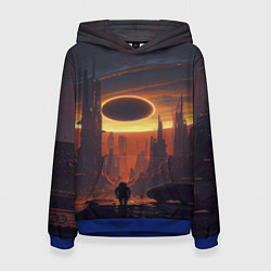 Толстовка-худи женская Космос - человек, цвет: 3D-синий