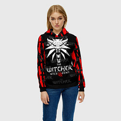 Толстовка-худи женская Ведьмак - волк, цвет: 3D-черный — фото 2