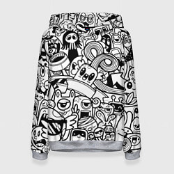 Женская толстовка Black and white doddle monsters