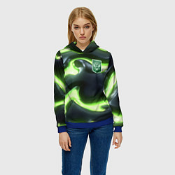 Толстовка-худи женская Зеленый неоновый камуфляж, цвет: 3D-синий — фото 2