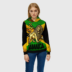 Толстовка-худи женская Jamaica lion flag, цвет: 3D-черный — фото 2