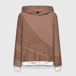 Толстовка-худи женская Мокко Мусс однотонный с полосой, цвет: 3D-белый