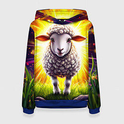 Толстовка-худи женская Овечка в ярких лучах, цвет: 3D-синий
