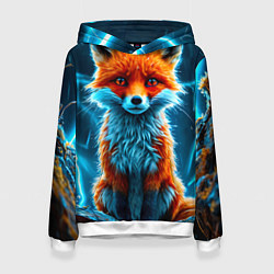 Толстовка-худи женская Лиса и молния, цвет: 3D-белый