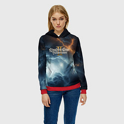 Толстовка-худи женская Kingdom Come Deliverance 2 молнии в небе, цвет: 3D-красный — фото 2
