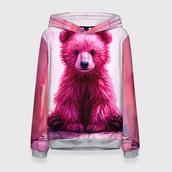 Толстовка-худи женская Розовый медведь, цвет: 3D-меланж