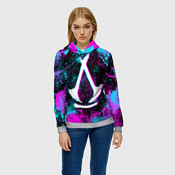 Толстовка-худи женская Assassins creed shadows - neon color, цвет: 3D-меланж — фото 2