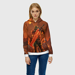 Толстовка-худи женская Палач рока и башня Doom, цвет: 3D-белый — фото 2