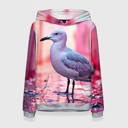 Толстовка-худи женская Чайка на розовом, цвет: 3D-меланж