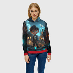 Толстовка-худи женская Гарри Поттер арт, цвет: 3D-красный — фото 2