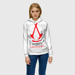 Толстовка-худи женская Assassins Creed Shadows - samurai, цвет: 3D-белый — фото 2