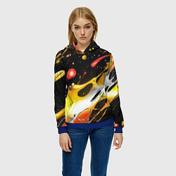 Толстовка-худи женская Текстура краска, цвет: 3D-синий — фото 2