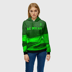 Толстовка-худи женская AC Milan - green gradient посередине, цвет: 3D-черный — фото 2