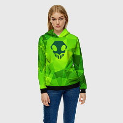 Толстовка-худи женская Bleach green poly, цвет: 3D-черный — фото 2
