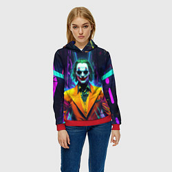 Толстовка-худи женская Джокер и неоновый свет, цвет: 3D-красный — фото 2